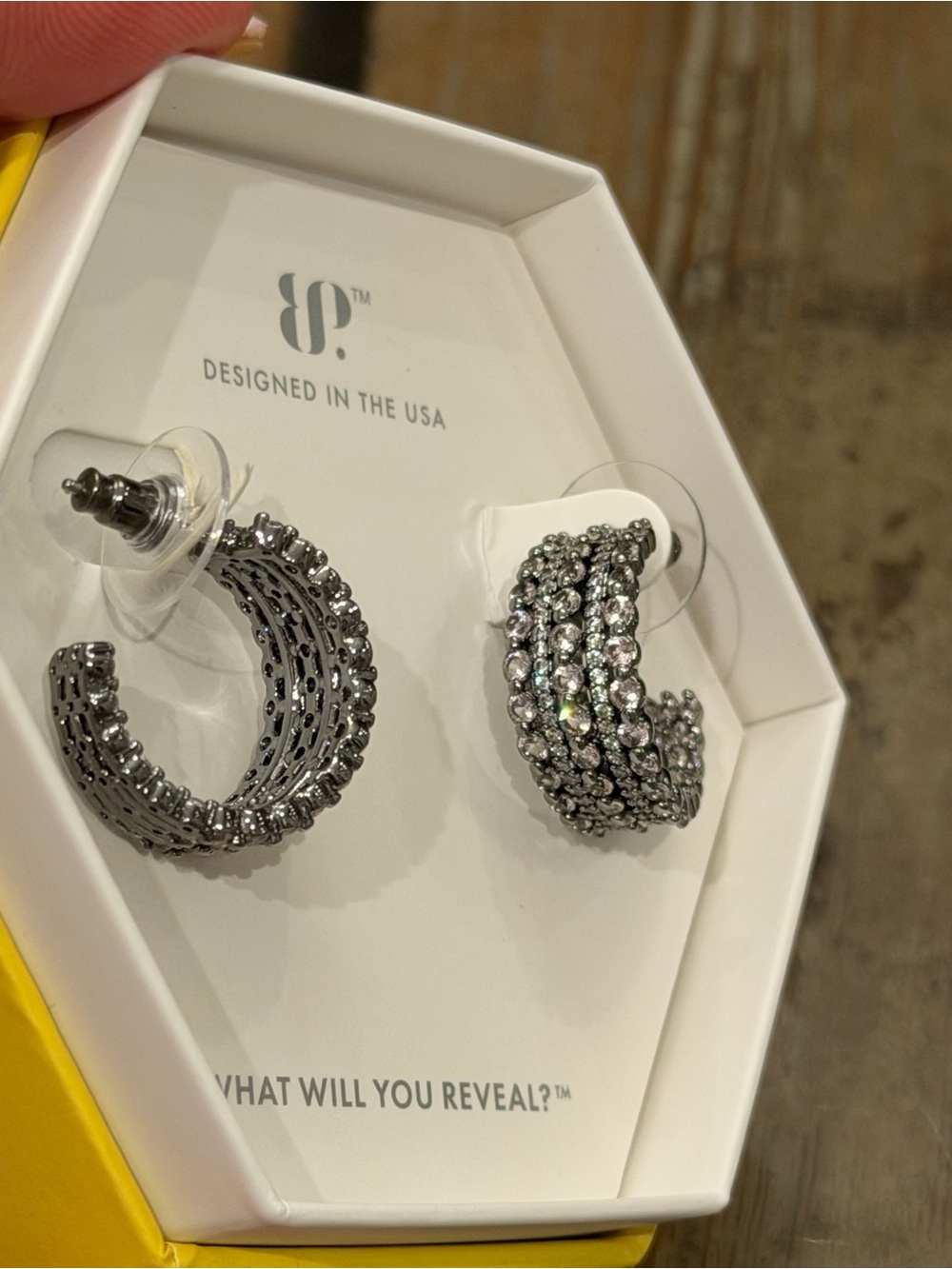 Bomb Party Light Pink Morganite hoops in Hematite NWT!